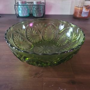 Depression Glass Green Serving Bowl